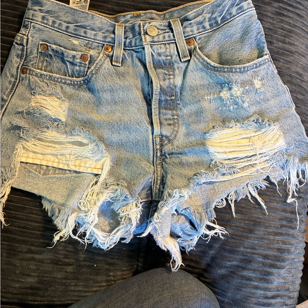 Signature by Levi Strauss Light Blue Distressed Jean Shorts